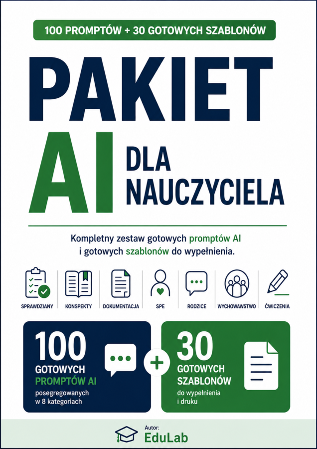 Pakiet 100 promptów i 30 szablonów AI dla nauczyciela