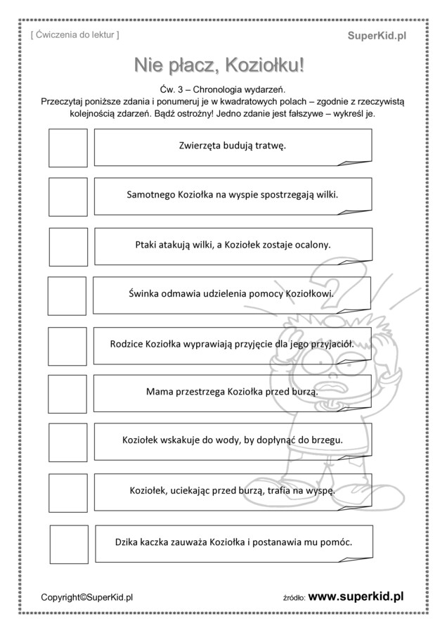 Nie płacz koziołku - karty pracy do lektury (PDF)
