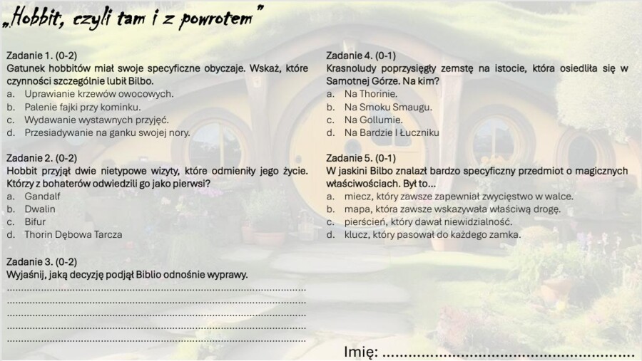 Zestaw lekturowy "Hobbit, czyli tam i z powrotem"