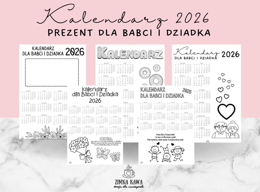 Kalendarz 2026 dla Babci i Dziadka - prezent
