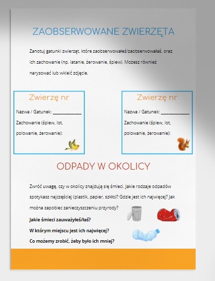 Karty do obserwacji przyrody