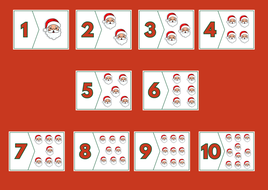 MIKOŁAJKOWE LICZENIE – Mikołajki - Boże Narodzenie - puzzle – układanka- układanki – biblioteka – świetlica – przedszkole – 2 wersje