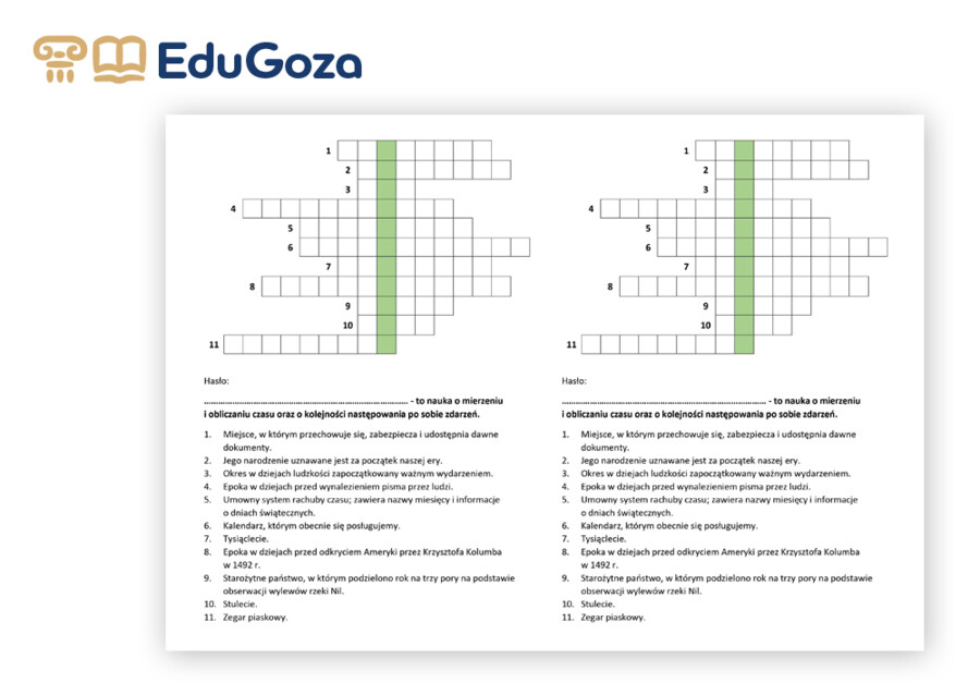 CHRONOLOGIA – krzyżówka dla kl. 4