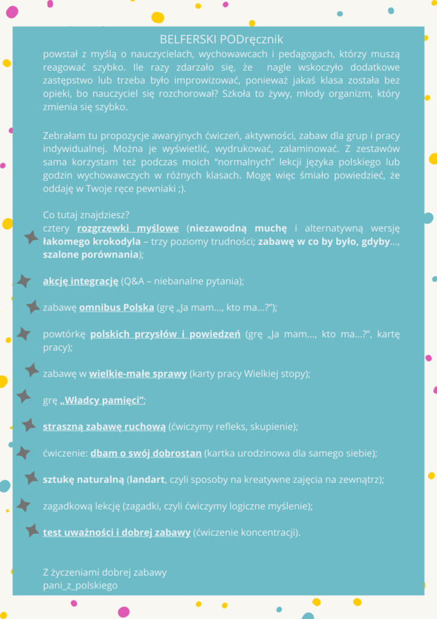 Belferski PODręcznik. Wszystko, czego potrzebujesz na niezapowiedziane zastępstwo, masz pod ręką (EBOOK)