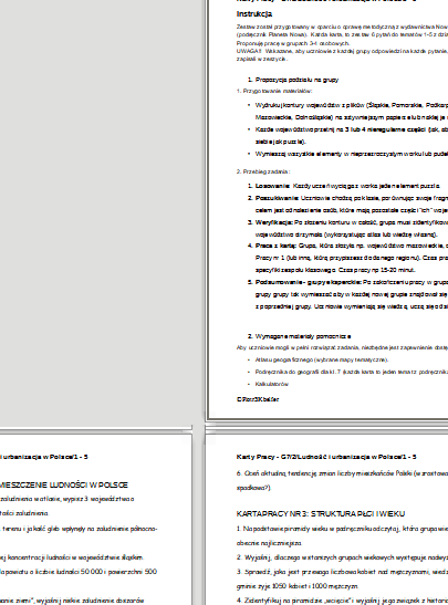 Ludność Polski – Aktywne Karty Pracy (Metoda Puzzli i Jigsaw) – Klasa 7