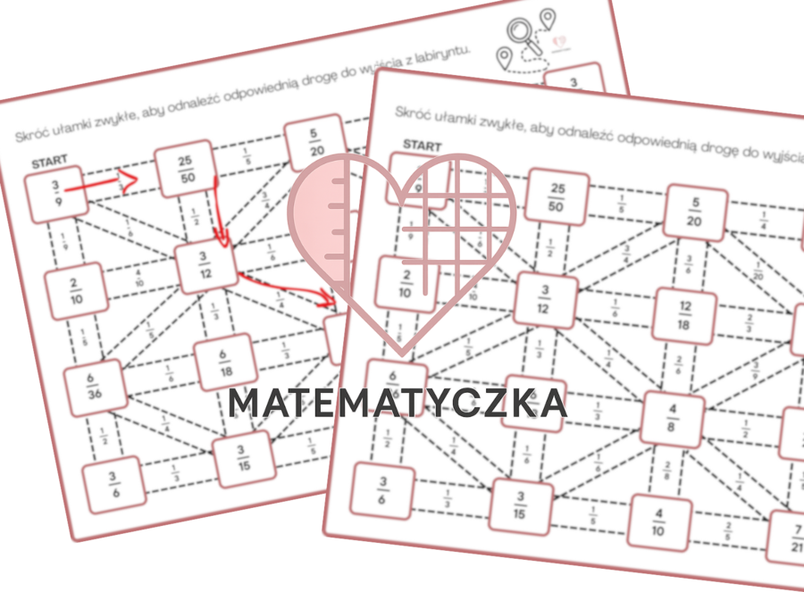 Labirynt Skracanie Ułamków Zwykłych - Matematyczka Martyna Rozalia