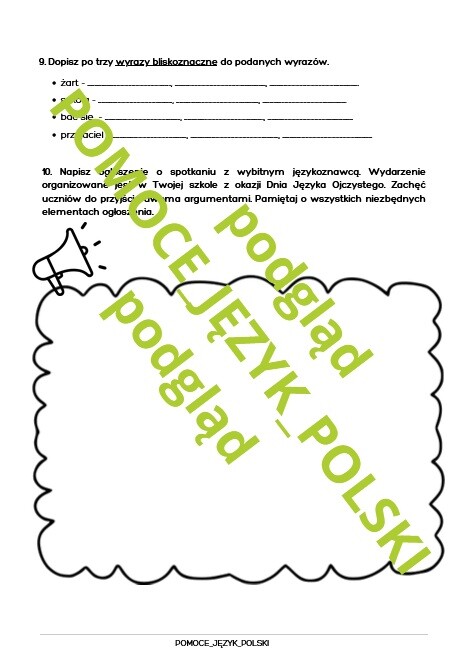 Dzień Języka Ojczystego - zadania dla kl. 7