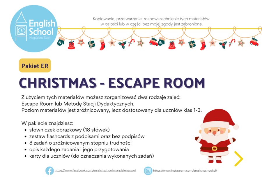 CHRISTMAS – Escape Room/ Stacje dydaktyczne (klasy 1-3)