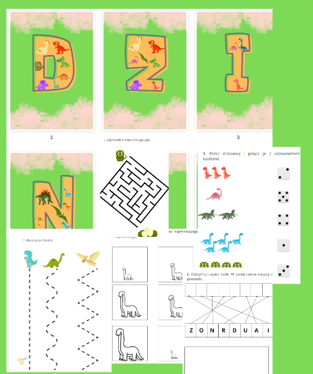 Dinozaury - Girlanda, + 11 zadań