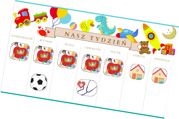 RUCHOMY KALENDARZ TYGODNIOWY