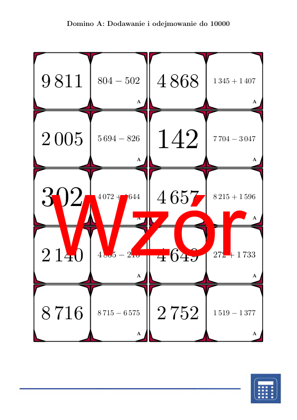 Domino - Dodawanie i odejmowanie do 10000 | matematyka