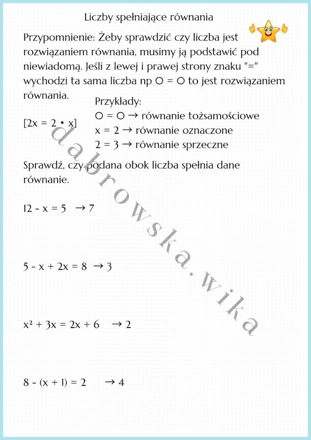 Liczby spełniające równania