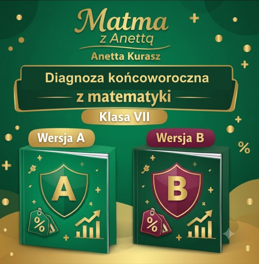 Diagnoza końcoworoczna z matematyki - klasa VII- wersja A i B + klucz odpowiedzi