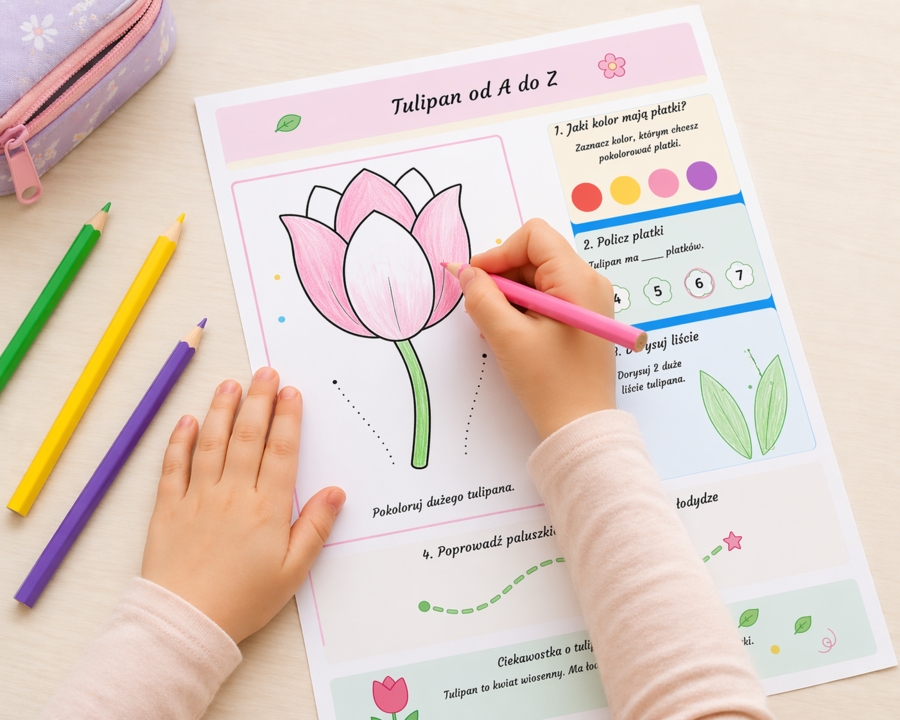 Tulipan od A do Z. Karta pracy dla 5-6 latków