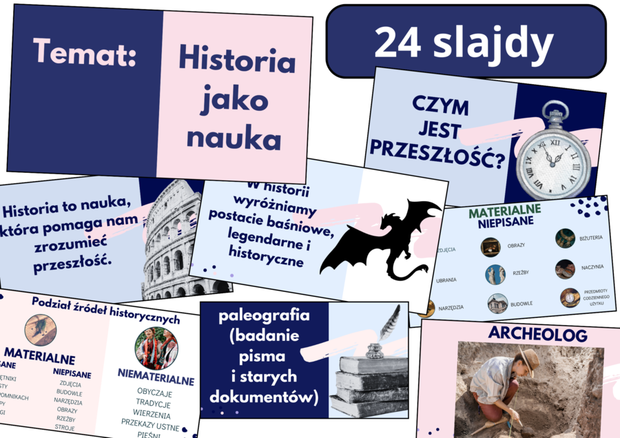 Prezentacja multimedialna "HISTORIA JAKO NAUKA" - zgodna z podstawą programową, możliwość edycji
