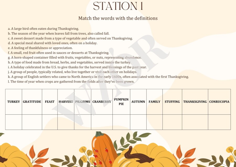 E8 Thanksgiving - stacje zadaniowe