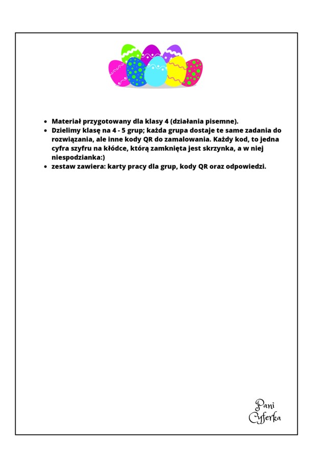 Matematyczna Wielkanoc - klasa 4