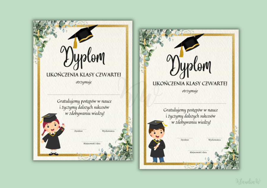 Dyplomy Ukończenia Klasy Czwartej - zestaw