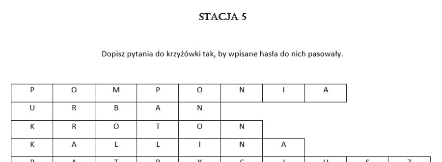 "Quo vadis" - stacje zadaniowe (6 zadań)