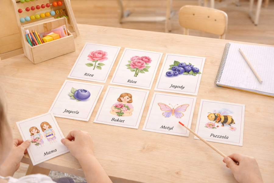 Fiszki obrazkowe. Róże i jagody