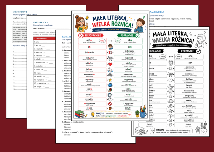 ✒️Karty pracy: Mała literka, wielka różnica – ortografia i poprawna polszczyzna (kl. 6–8)