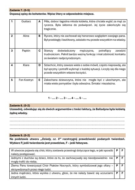 Zestaw lekturowy "Dziady, cz. II"
