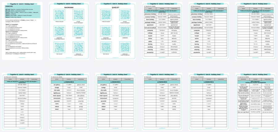 Together 6, Unit 8 - słownictwo