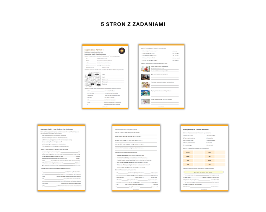 Gramatyka dla klasy 6: Czasy Przeszłe Past Simple vs. Past Continuous dodatkowo Adverbs of Manner Przysłówki Sposobu Na podstawie English Class A2 Unit 4