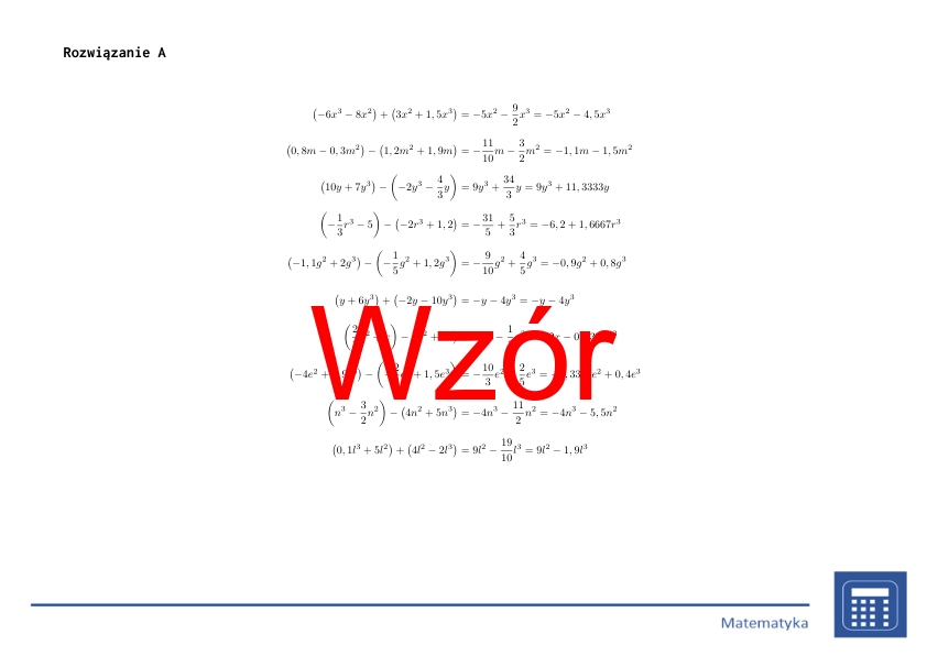 Dodawanie i odejmowanie wielomianów | matematyka, algebra | 26 kolumn