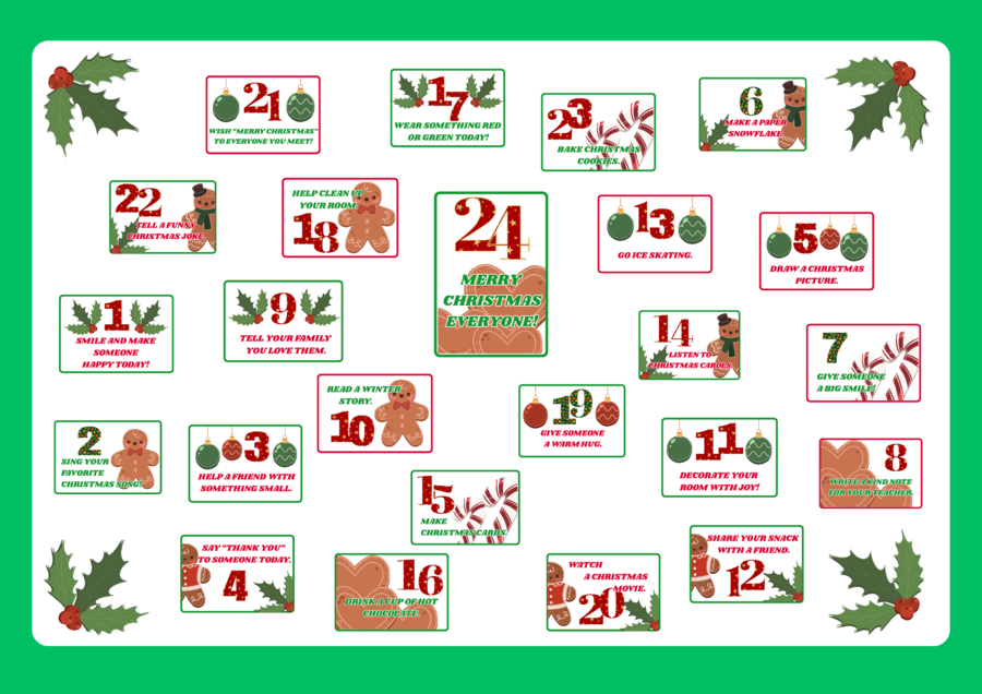 Kalendarz adwentowy w języku angielskim