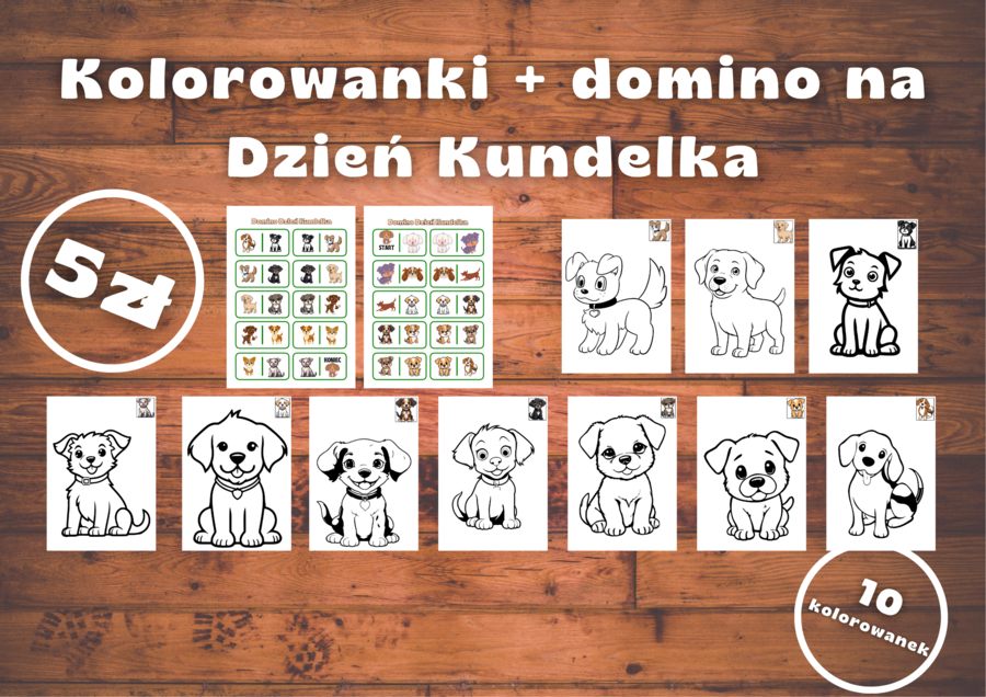Dzień Kundelka domino + kolorowanki