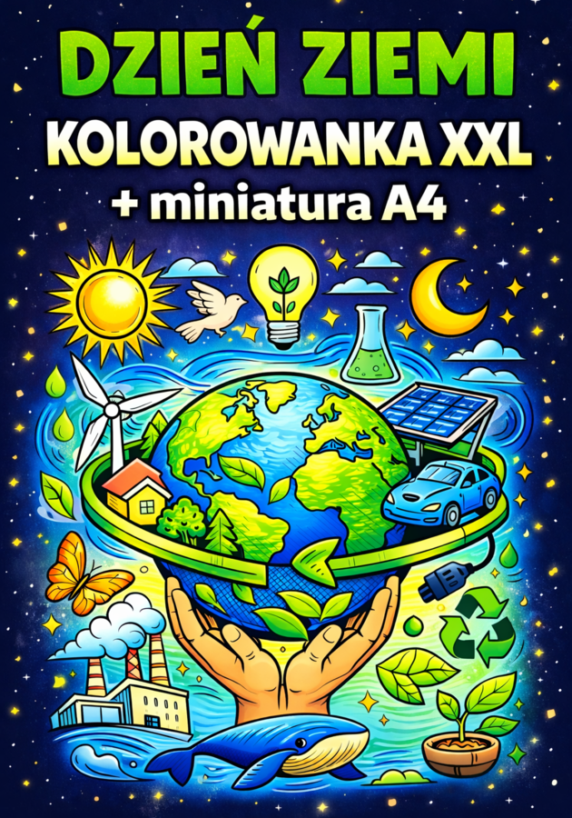 DZIEŃ ZIEMI - pakiet: kolorowanka XXL (4xA4) + miniatura A4; plakat, karta pracy, dekoracja, gazetka, lekcja wychowawcza