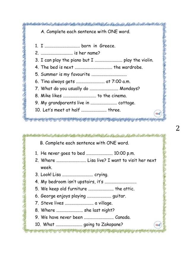 EGZAMIN ÓSMOKLASISTY / UZUPEŁNIANIE LUK W ZDANIACH