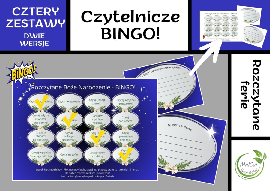 Czytelnicze BINGO! – Propozycja zabawy na ferie i wakacje dla uczniów