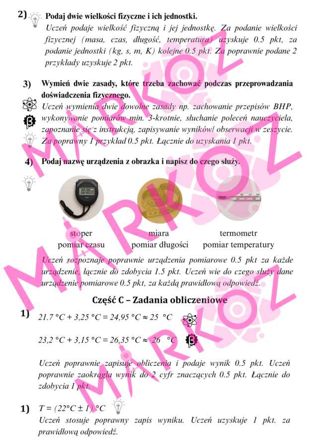 Sprawdzian - obserwacje, pomiary i wielkości fizyczne
