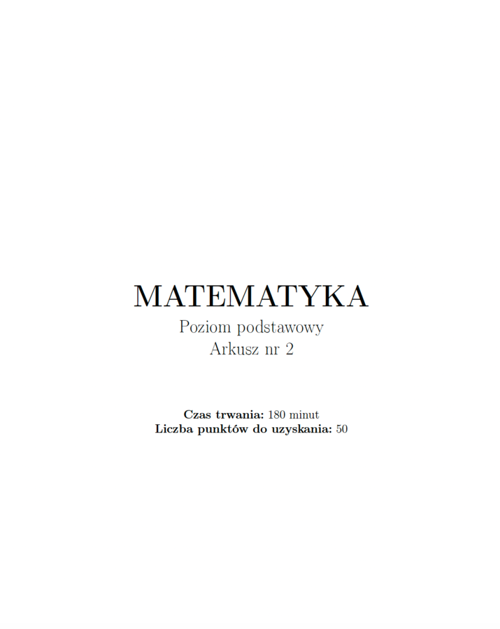 Arkusz maturalny nr 2 z matematyki