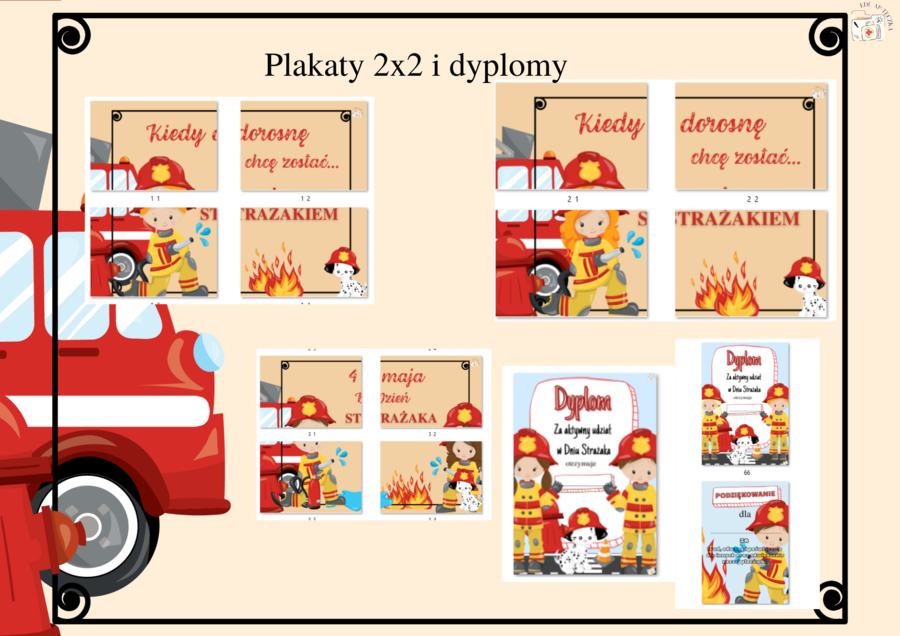 Dzień strażaka - 2 wersje kolor i czarno biała