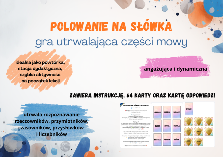 Polowanie na słówka - gra w części mowy