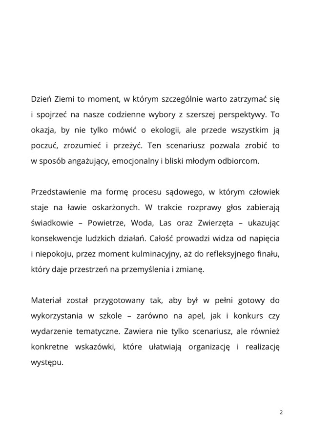 Proces człowieka , ostatni wyrok, sąd scenariusz Dzień Ziemii