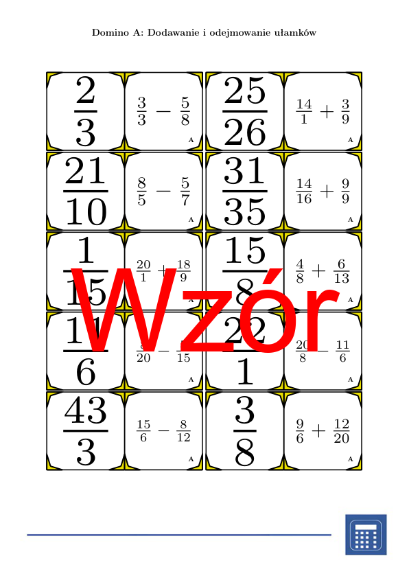 Domino - Dodawanie i odejmowanie ułamków | matematyka
