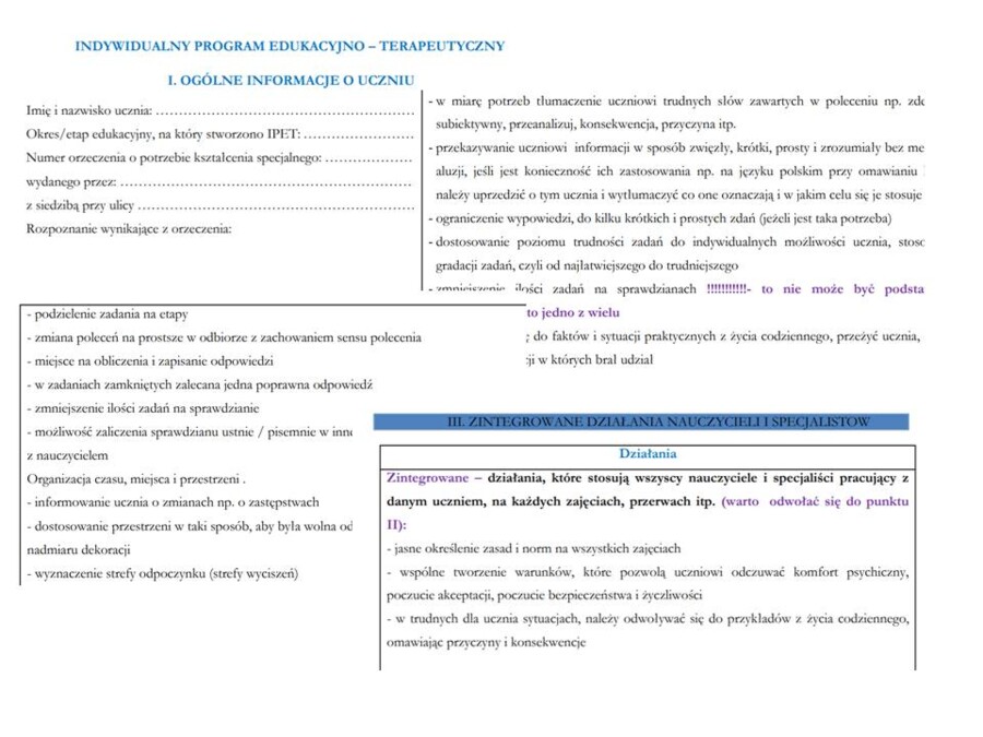 IPET. Indywidulany program edukacyjno - terapeutyczny.