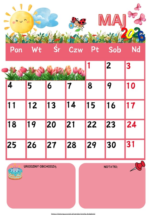 KALENDARZ ŚWIĄT TYPOWYCH I NIETYPOWYCH - na rok szkolny 2025/2026 wersja uzupełniona i czysta