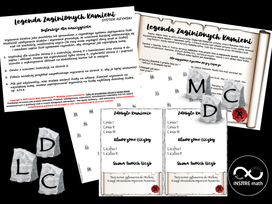 SYSTEM RZYMSKI - Legenda Zaginionych Kamieni. Rzymski system zapisu liczb (liczby rzymskie).
