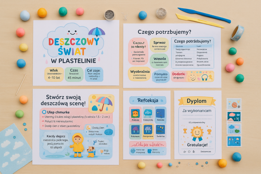 Deszczowy świat w plastelinie