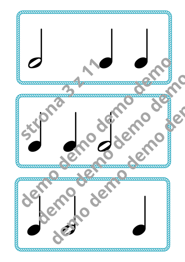 Muzyka. Karty do nauki wartości rytmicznych i ćwiczeń praktycznych. Metrum 4/4.