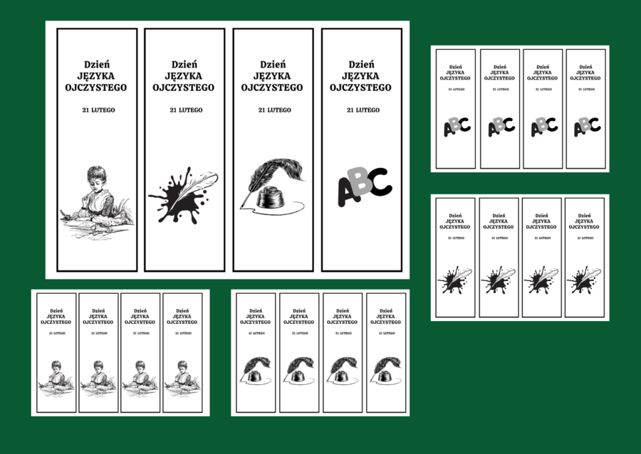 DZIEŃ JĘZYKA OJCZYSTEGO – zakładki do książek – zakładka – czarno-biała - wersja 5