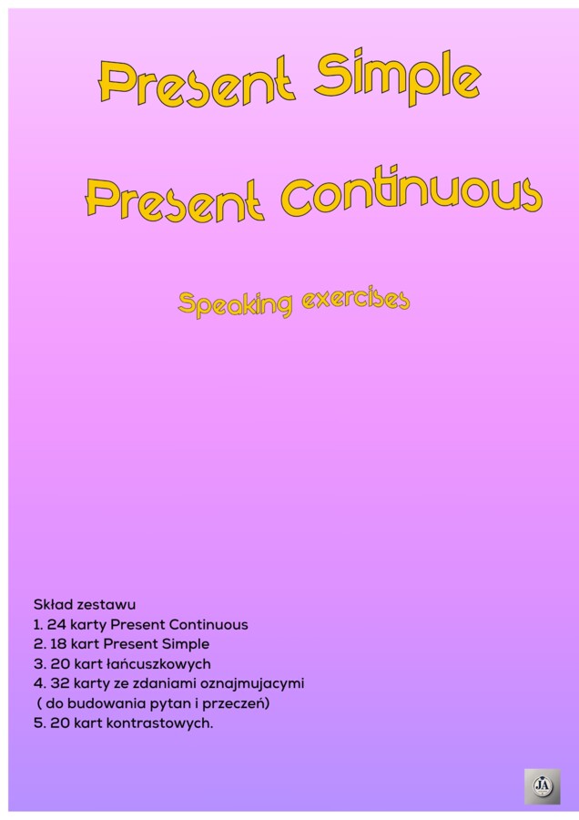 Present Simple Present Continuous karty speaking mówienie