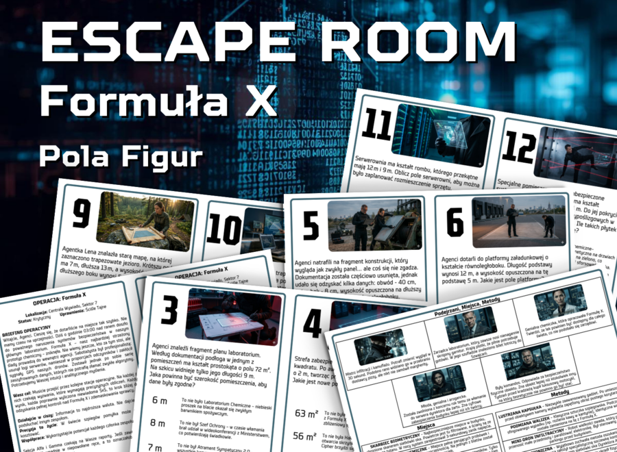 ESCAPE ROOM - Operacja "Formuła X" - Pola Figur - Detektywistyczne Stacje Zadaniowe, klasa 5, koniec roku, początek roku, zastępstwo