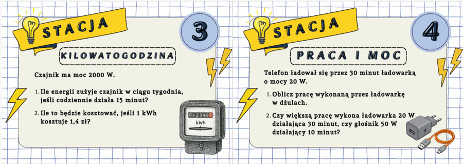Stacje zadaniowe – Prąd elektryczny | Klasa 8 | Powtórzenie działu