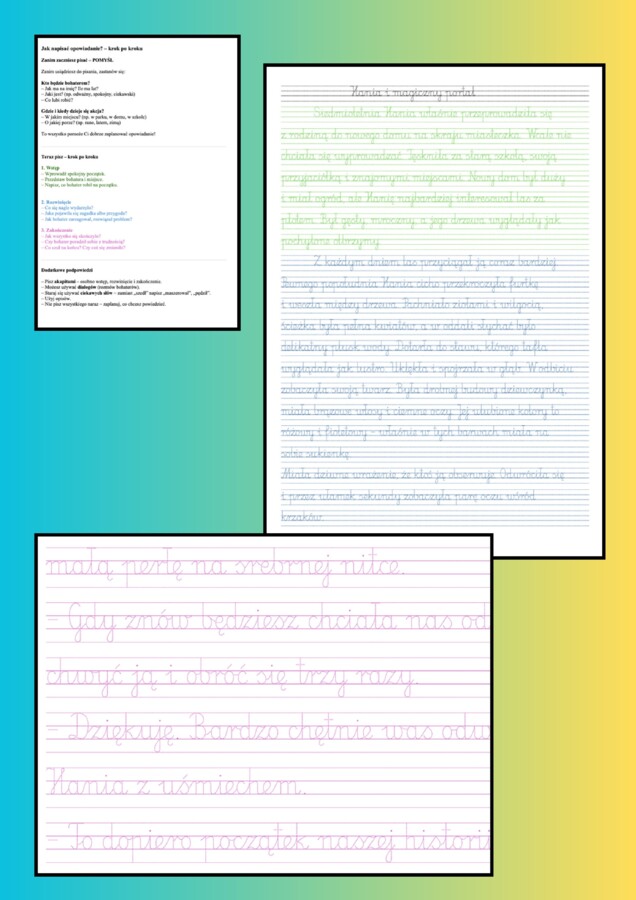 Jak napisać opowiadanie - KROK PO KROKU - instrukcja i 3 opowiadania do przepisywania po śladzie. TERAPIA RĘKI